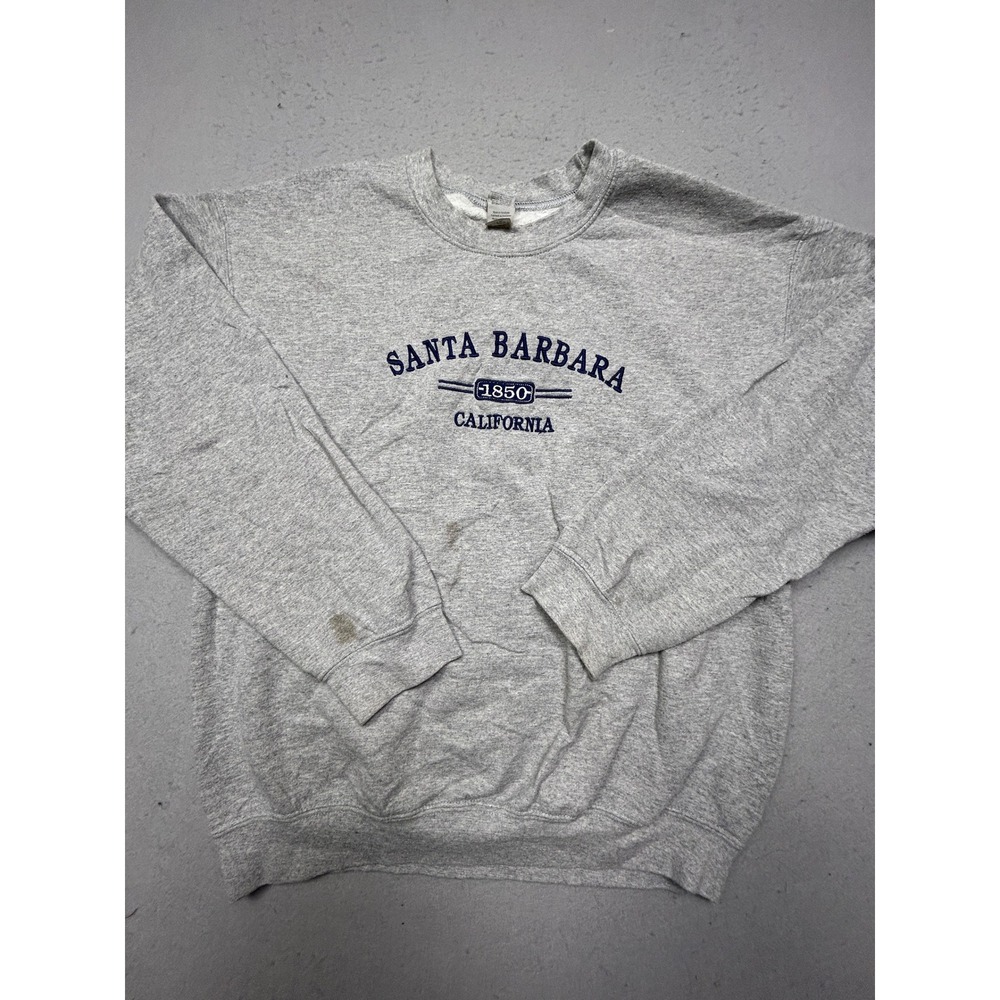 Gildan Sweatshirt Cotton Polyester Grey Santa Barbara Graphic Medium Mens